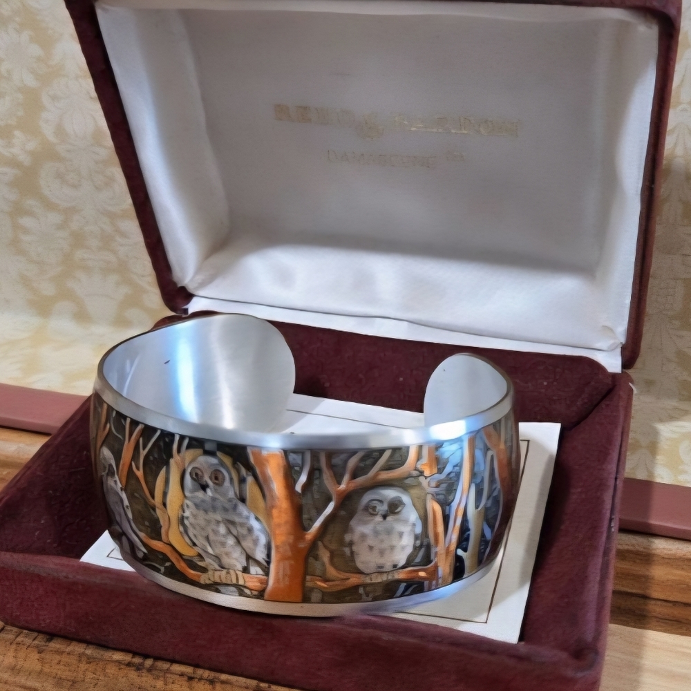 Reed & Barton Silver Owl Cuff Bracelet